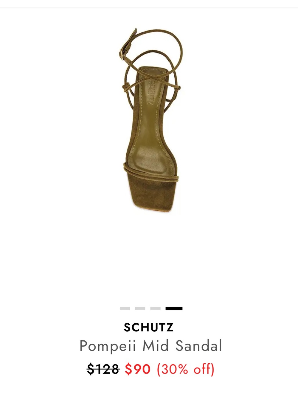 Schutz Suede Green Strappy Heel Sandal - Picture 2 of 15